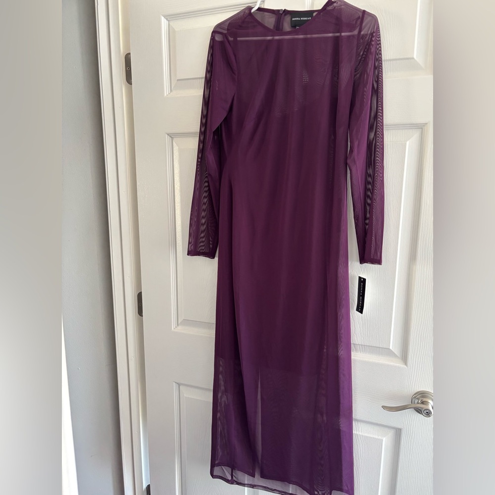 Donna Morgan Purple Sheath Long Sleeve Dress - Picture 2 of 2